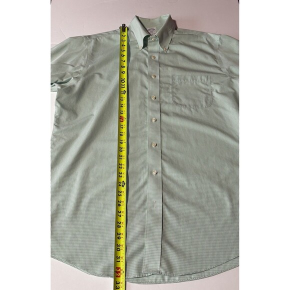Brooks Brothers Regent Shirt Men's Size 16.5-6/7 Green White Check Long Sleeve - Picture 8 of 10